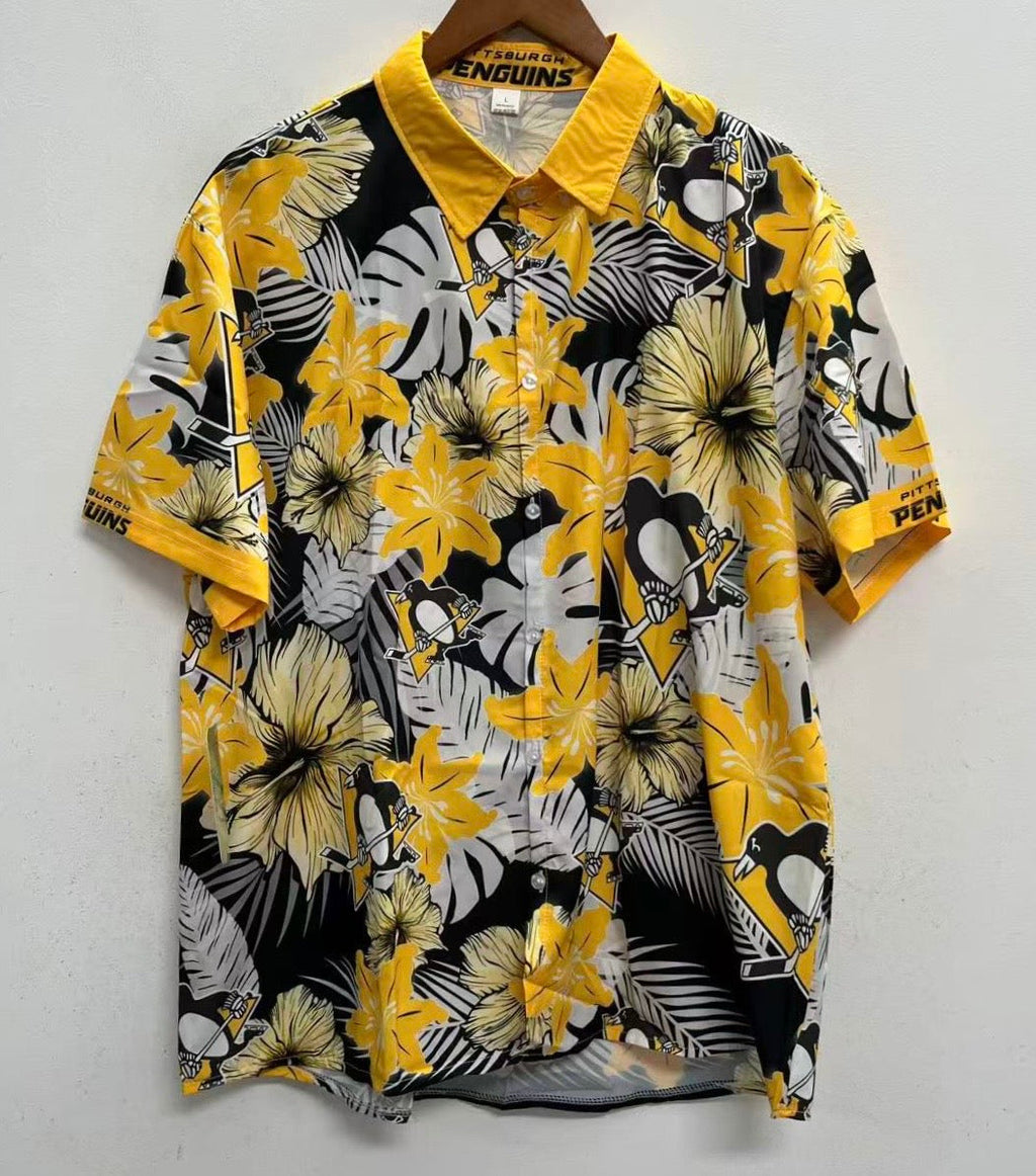 Pittsburgh Penguins NHL Floral Palm shirt adult sizes product image 1