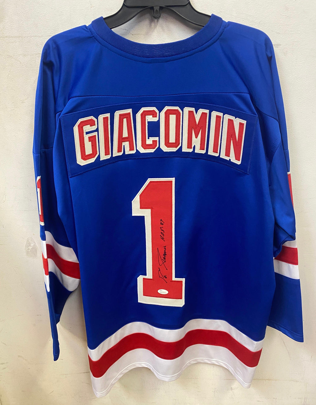 Eddie Giacomin New York Rangers autographed jersey JSA product image 1