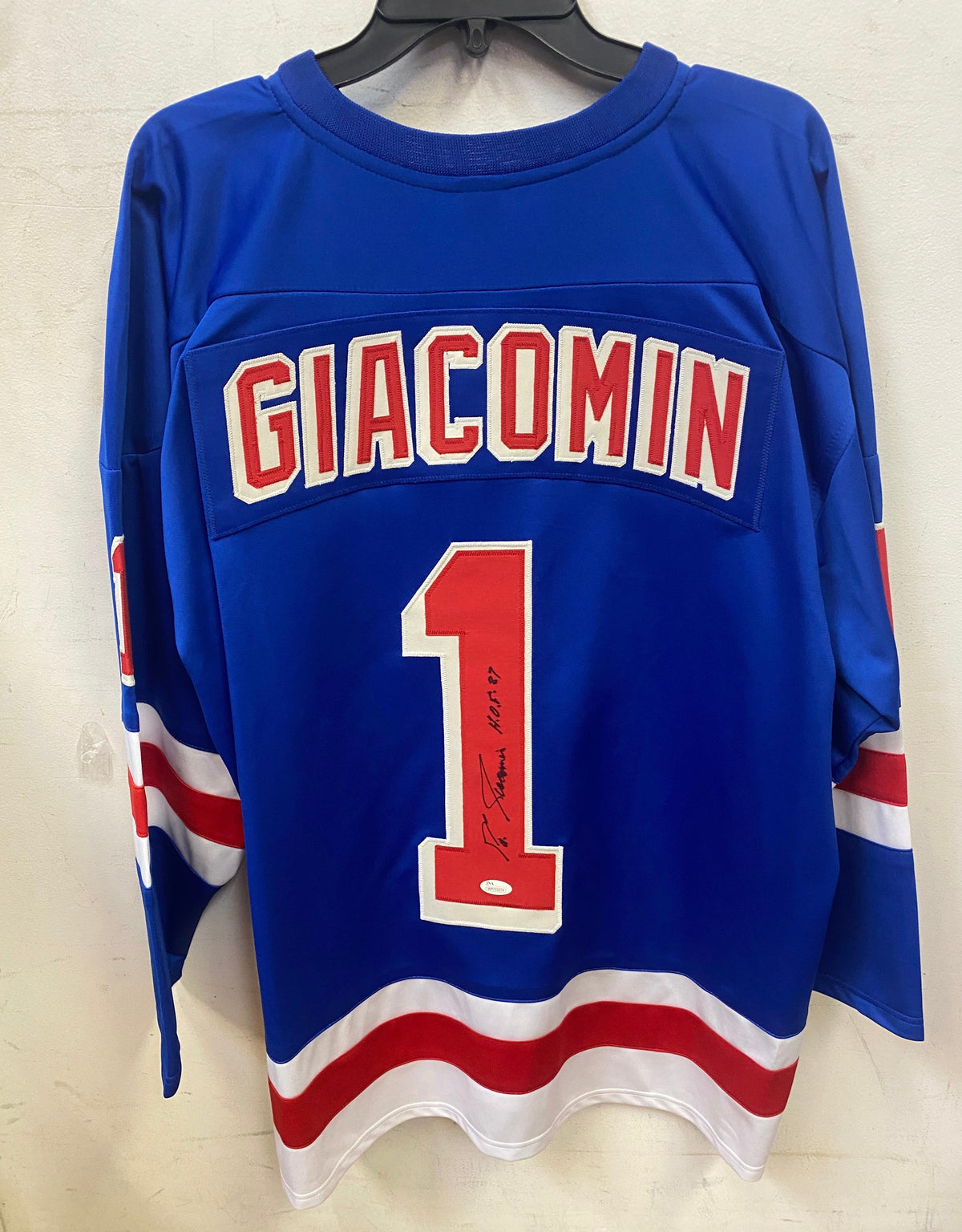 Eddie Giacomin New York Rangers autographed jersey JSA product image 1