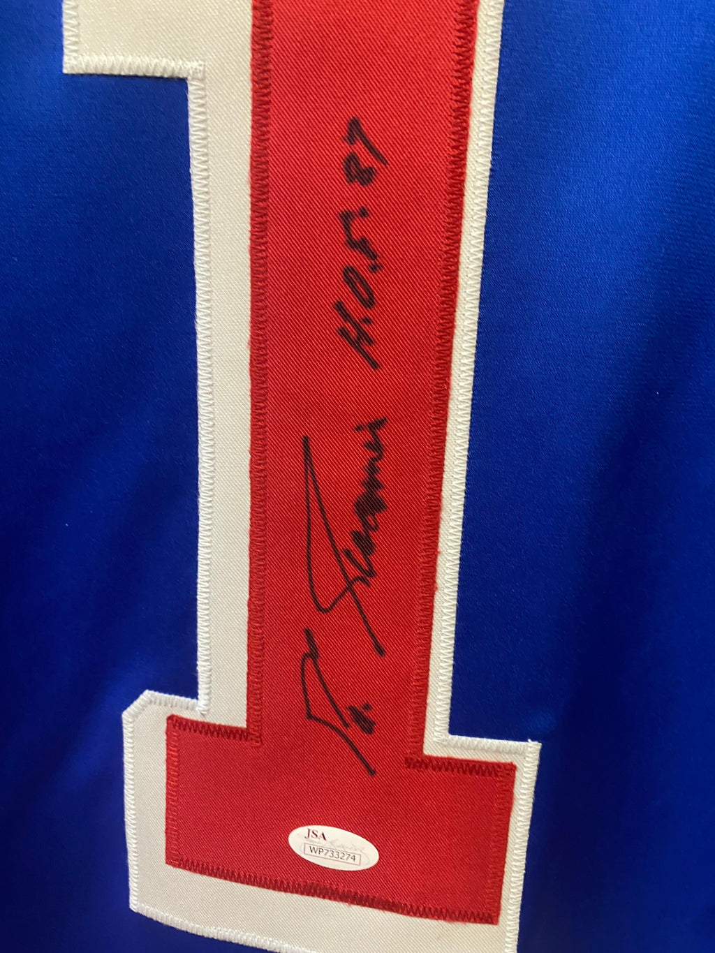 Eddie Giacomin New York Rangers autographed jersey JSA product image 3