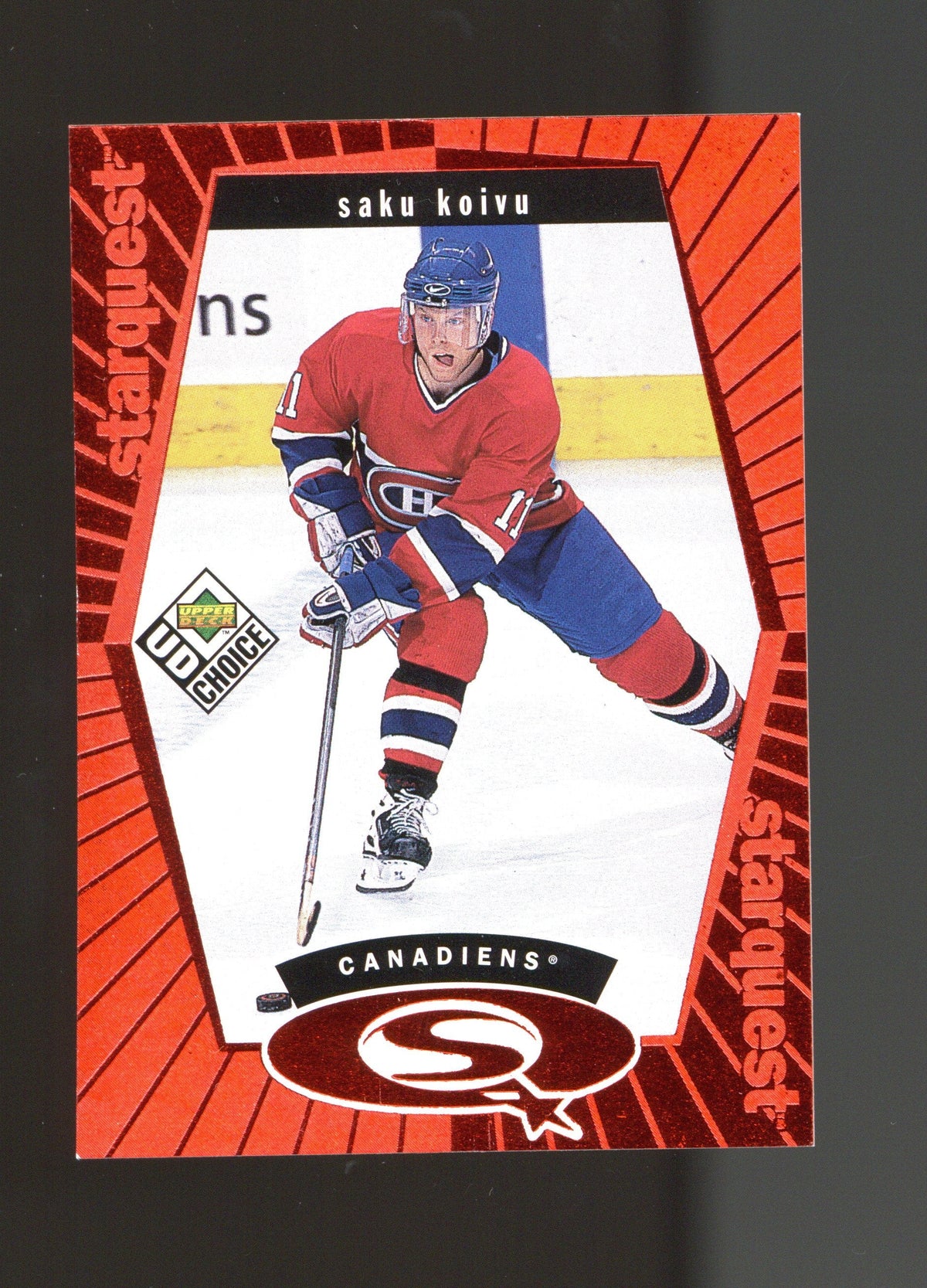 1998-99 UD Choice #SQ8 Saku Koivu StarQuest Red product image 1, provided for visual reference and product detail review