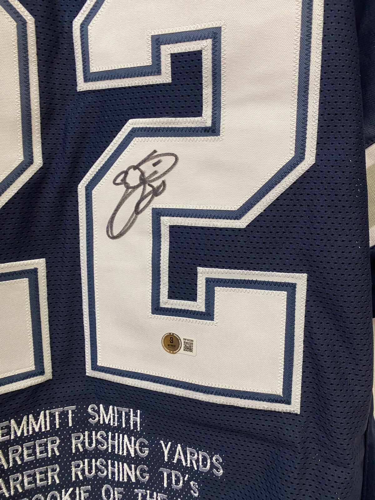 Emmitt Smith autographed Dallas Cowboys stat jersey Beckett product image 2