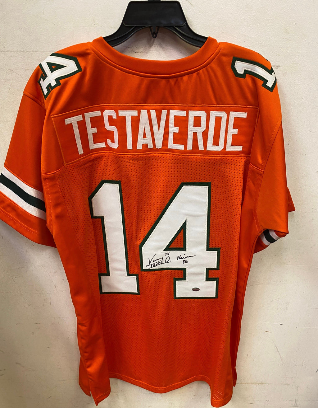Vinny Testaverde Miami Hurricanes autographed stat jersey product image 1
