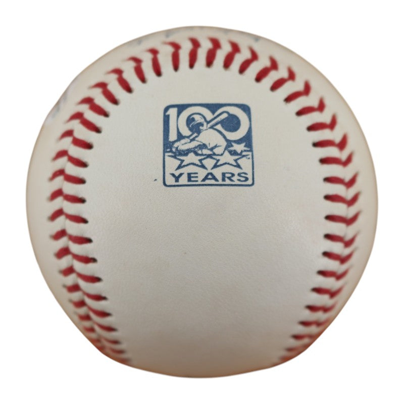 Homer Bush New York Yankees Autographed 100 years Logo OIL Baseball JSA COA product image 2, provided for visual reference