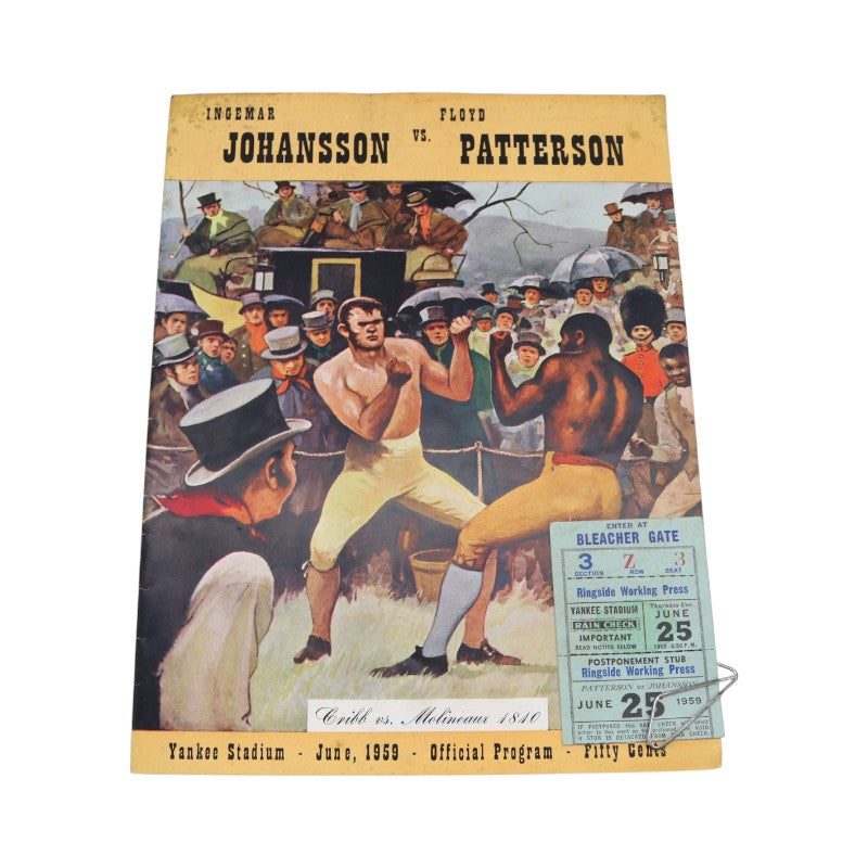 Floyd Patterson vs Ingemar Johansson June 25th 1959 Program and Ticket Stub Set product image 1, provided for visual