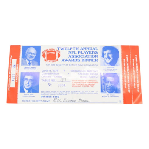 12th Annual NFLPA Awards Dinner June 11th, 1978 Table 37 Ticket product image 1, provided for visual reference and product