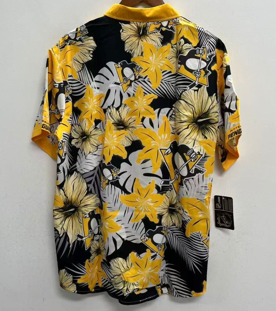 Pittsburgh Penguins NHL Floral Palm shirt adult sizes product image 2