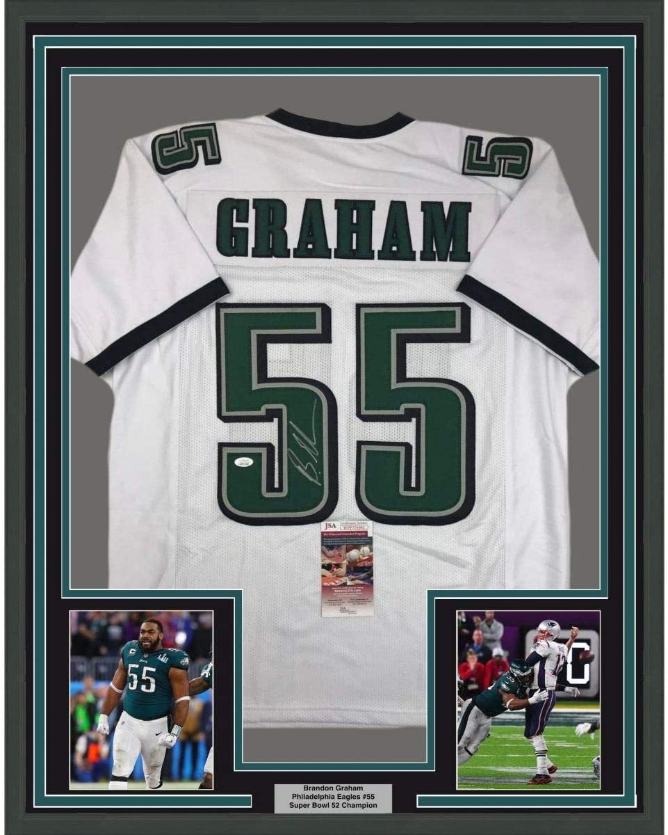 FRAMED Signed BRANDON GRAHAM 35x39 Philadelphia White Jersey JSA COA product image 1, provided for visual reference and