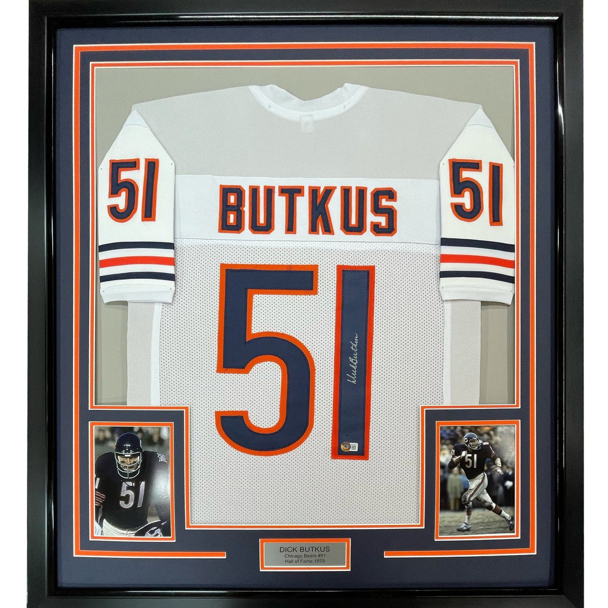 FRAMED Signed DICK BUTKUS 35x39 Chicago White Jersey JSA COA Auto product image 1, provided for visual reference and product