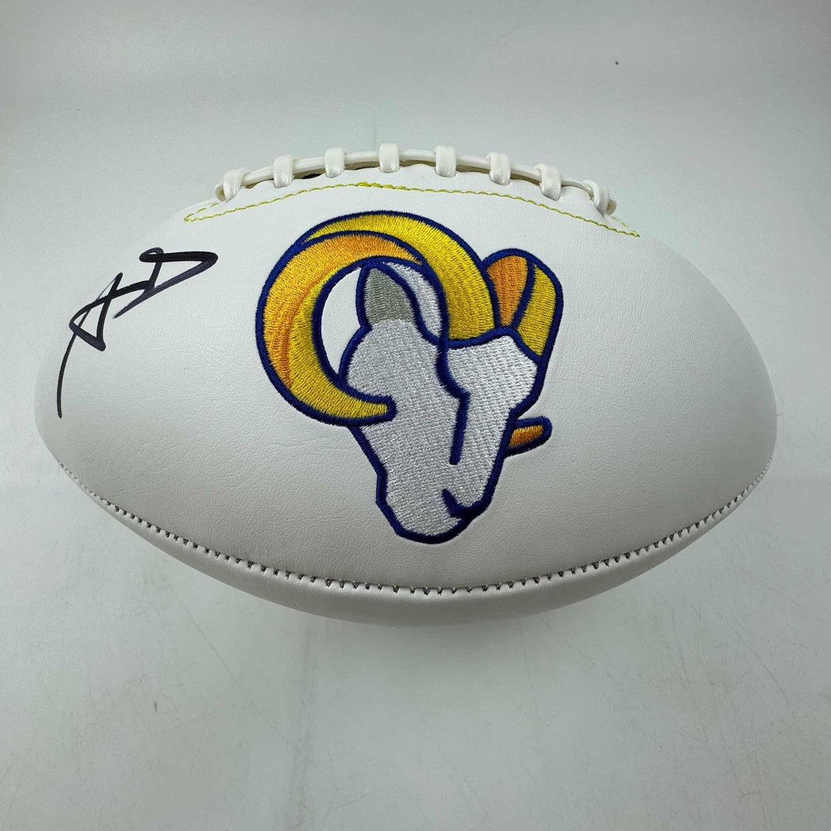 Autographed/Signed Aaron Donald Rams Full Size White Panel Logo BAS COA product image 1, provided for visual reference and