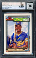 Manny Ramirez 1992 Topps Gold Winners RC #156 Signed Trading Card Beckett BAS product image 1, provided for visual reference