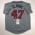 Autographed/Signed Tom Glavine Atlanta Grey Baseball Jersey JSA COA product image 1, provided for visual reference and