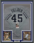 FRAMED Signed CECIL FIELDER 35x39 New York Grey Jersey JSA COA Auto product image 1, provided for visual reference and