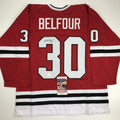 Autographed/Signed Ed Belfour Chicago Red Hockey Jersey JSA COA product image 1, provided for visual reference and product