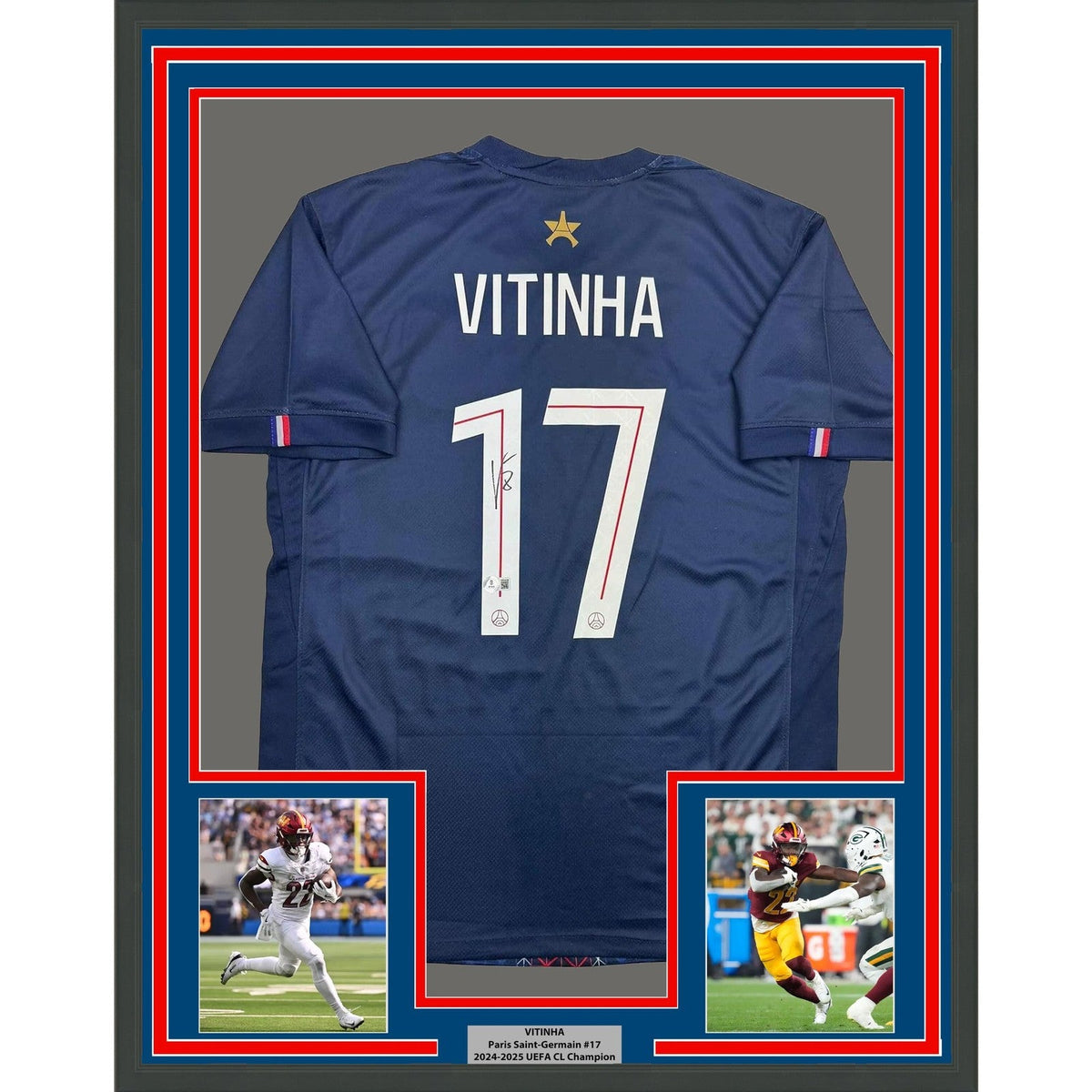 Framed Autographed/Signed Vitinha 35x39 PSG Paris Saint Germain Jersey COA product image 1, provided for visual reference