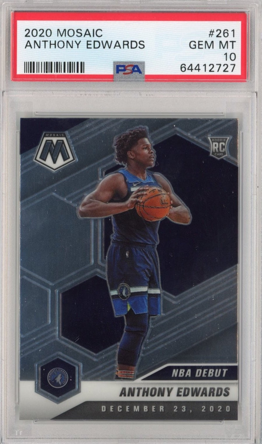 Graded 2020-21 Panini Mosaic Anthony Edwards #261 Rookie Card PSA 10 product image 1, provided for visual reference and