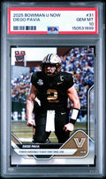 Graded 2025 Topps Bowman U Now Diego Pavia #31 Rookie Card PSA 10 product image 1, provided for visual reference and product