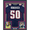 Framed Autographed/Signed Rob Ninkovich 35x39 New England Blue Jersey COA product image 1, provided for visual reference and