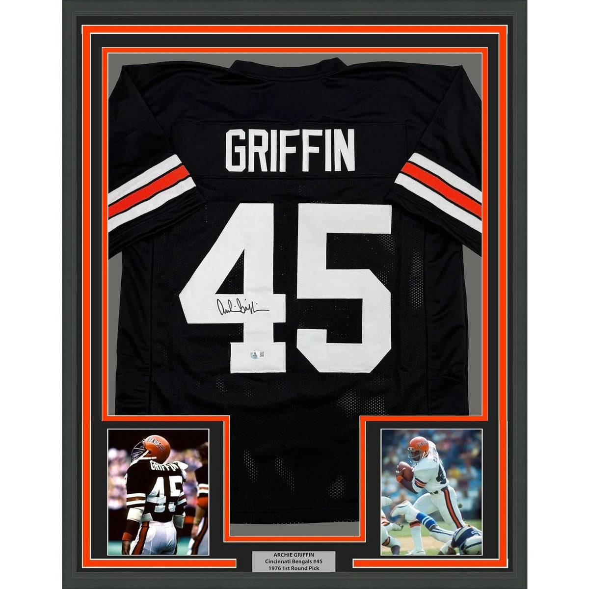 Framed Autographed/Signed Archie Griffin 35x39 Cincinnati Black Jersey COA product image 1, provided for visual reference