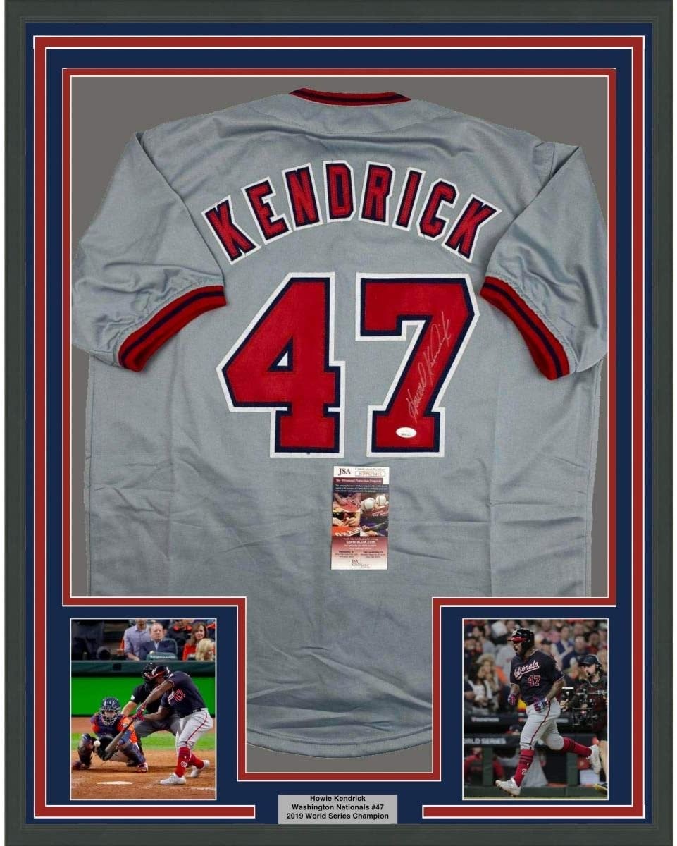 FRAMED Signed HOWIE KENDRICK 35x39 Washington Grey Jersey JSA COA product image 1, provided for visual reference and product