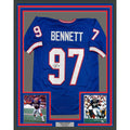 Framed Signed Cornelius Bennett 35x39 Buffalo Blue Jersey JSA COA product image 1, provided for visual reference and product