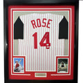 FRAMED Signed PETE ROSE 35x39 Cincinnati Pinstripe Jersey JSA COA product image 1, provided for visual reference and product