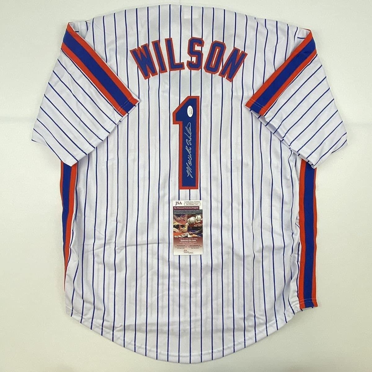 Autographed/Signed MOOKIE WILSON New York Pinstripe Jersey JSA COA Auto product image 1, provided for visual reference and
