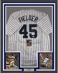 FRAMED Signed CECIL FIELDER 35x39 New York Pinstripe Jersey JSA COA product image 1, provided for visual reference and