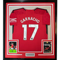 Framed Autographed/Signed Alejandro Garnacho 35x39 ManU Red Jersey BAS COA product image 1, provided for visual reference