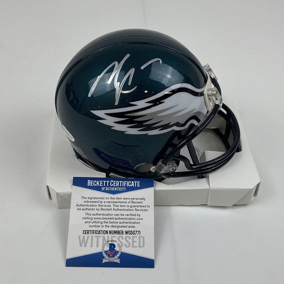 Autographed/Signed MICHAEL MIKE VICK Eagles Mini Helmet Beckett COA product image 1, provided for visual reference and