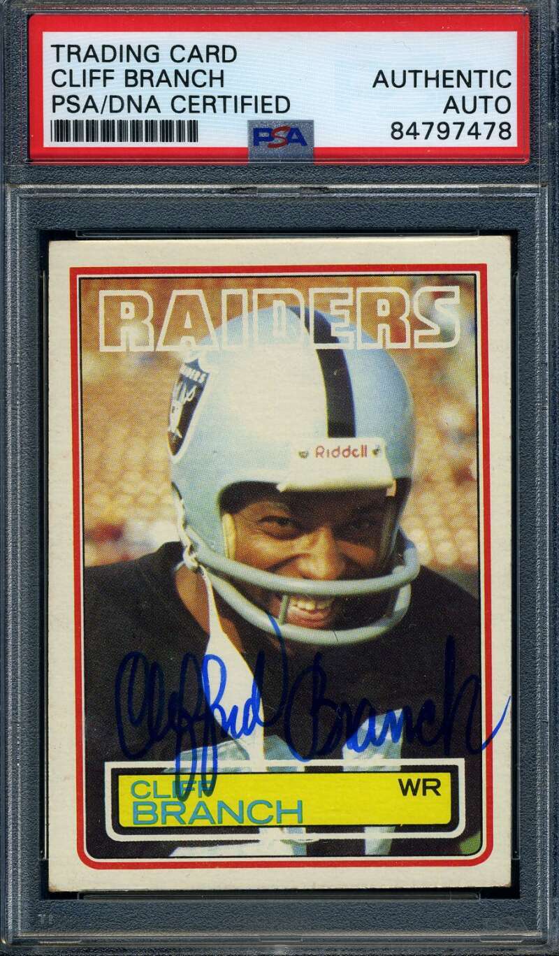 Cliff Branch PSA DNA Signed 1983 Topps Autograph product image 1, provided for visual reference and product detail review