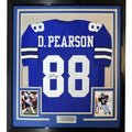 FRAMED Autographed/Signed DREW PEARSON 35x39 Dallas Blue Jersey JSA COA product image 1, provided for visual reference and