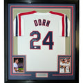 FRAMED Signed CORBIN BERNSEN Roger Dorn 35x39 Jersey JSA COA Auto product image 1, provided for visual reference and product