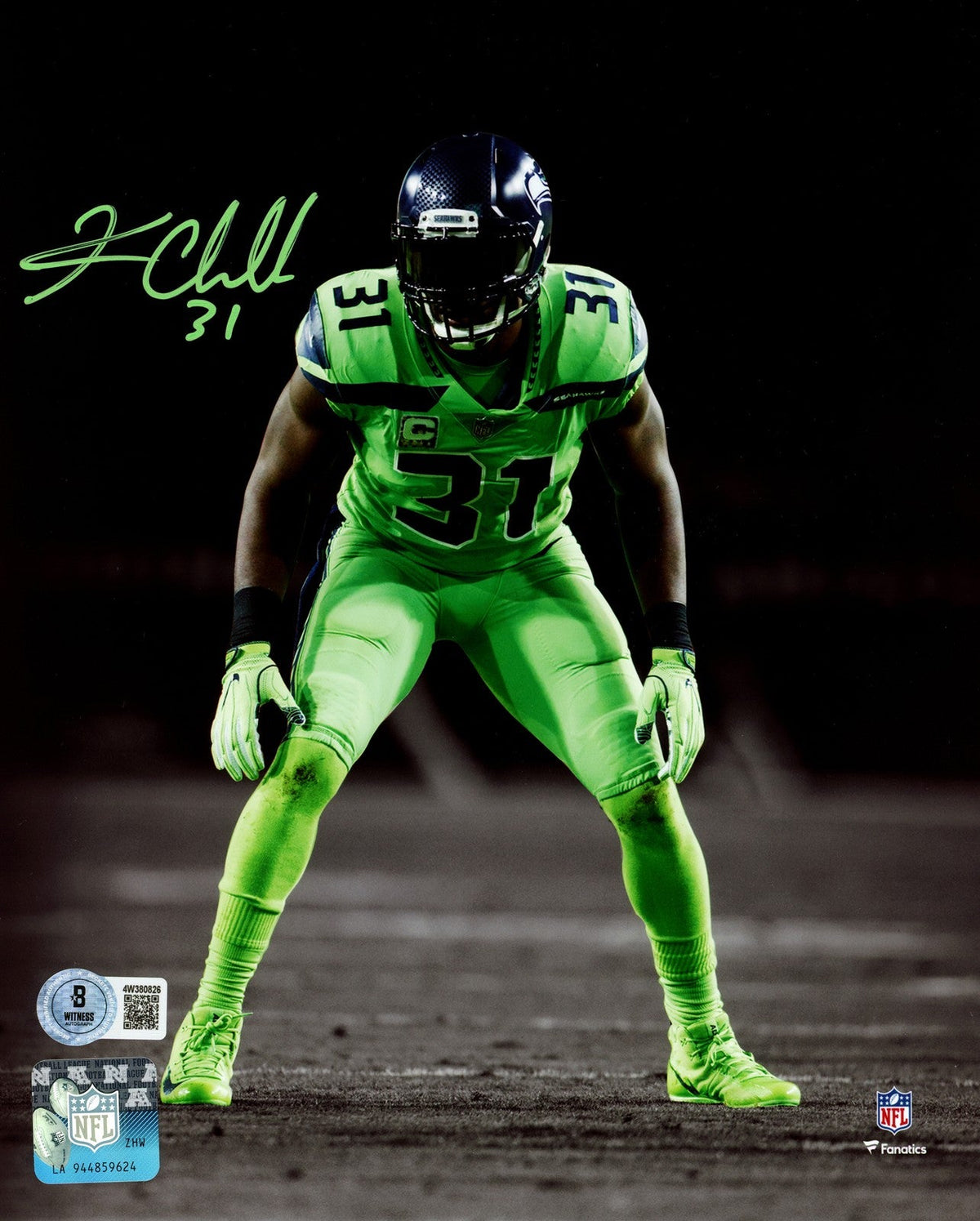 Kam Chancellor Signed 8x10 Photo (Color Rush) Seattle Seahawks Beckett BAS product image 1, provided for visual reference