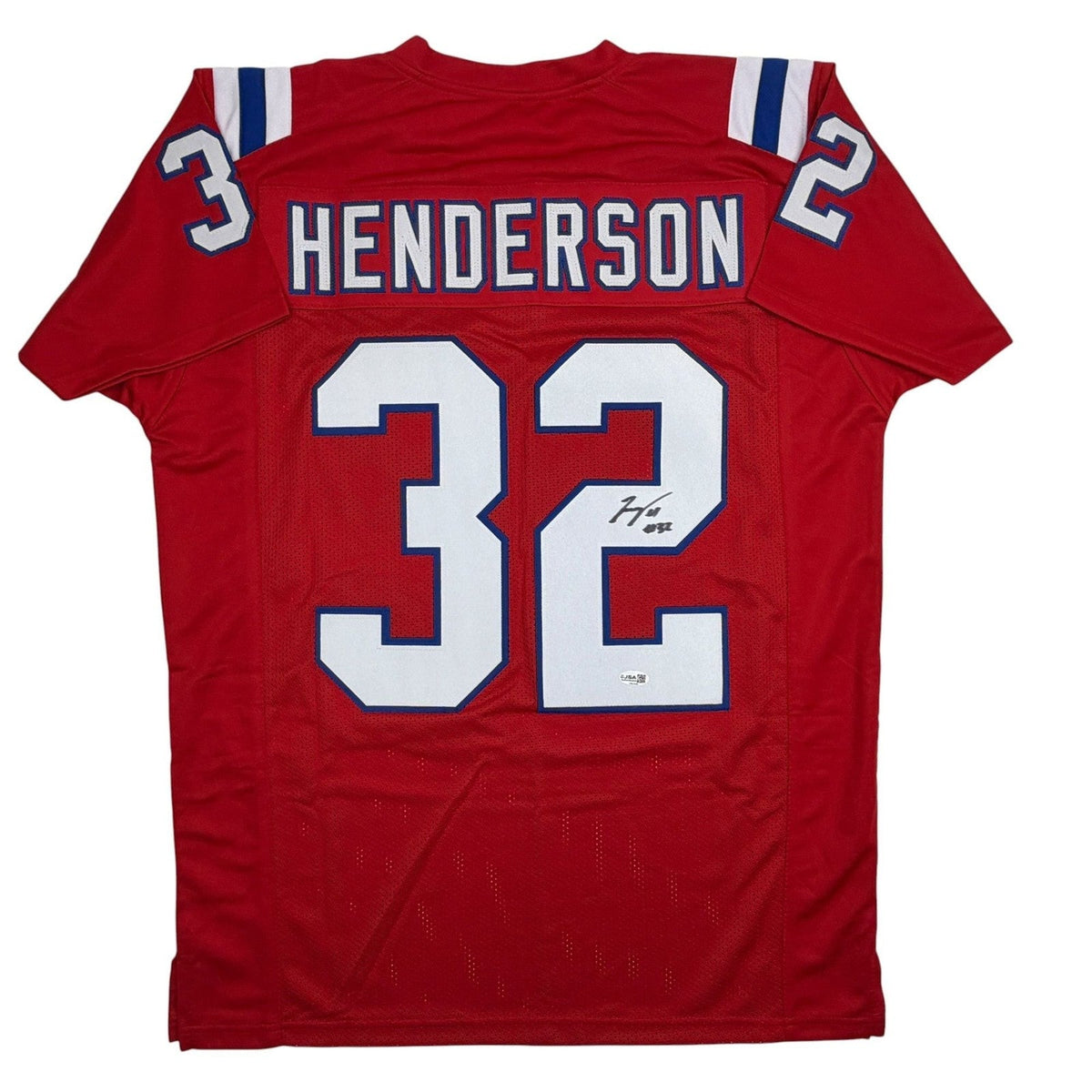 Autographed/Signed TreVeyon Henderson New England Red Jersey JSA COA product image 1, provided for visual reference and