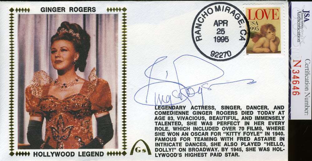 Ginger Rogers Signed Jsa Certified Fdc Authenticated Autograph product image 1, provided for visual reference and product