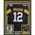 Framed Autographed/Signed Terry Bradshaw 35x39 Pittsburgh Black Jersey COA product image 1, provided for visual reference