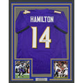 Framed Autographed/Signed Kyle Hamilton 35x39 Baltimore Purple Jersey COA product image 1, provided for visual reference and