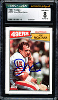 Joe Montana Signed 1987 Topps Card #112 49ers CGC x JSA 8 Auto 10 CGC x JSA product image 1, provided for visual reference