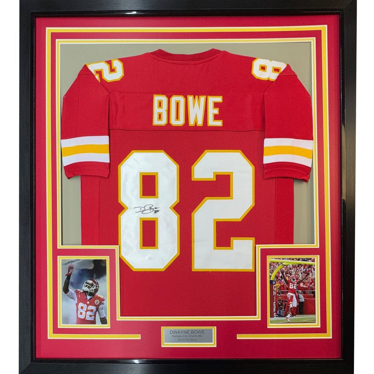 FRAMED Signed DWAYNE BOWE 35x39 Kansas City Red Jersey JSA COA Auto product image 1, provided for visual reference and