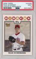 Graded 2008 Topps Update & Highlights Max Scherzer #UH280 Rookie Card PSA 9 product image 1, provided for visual reference