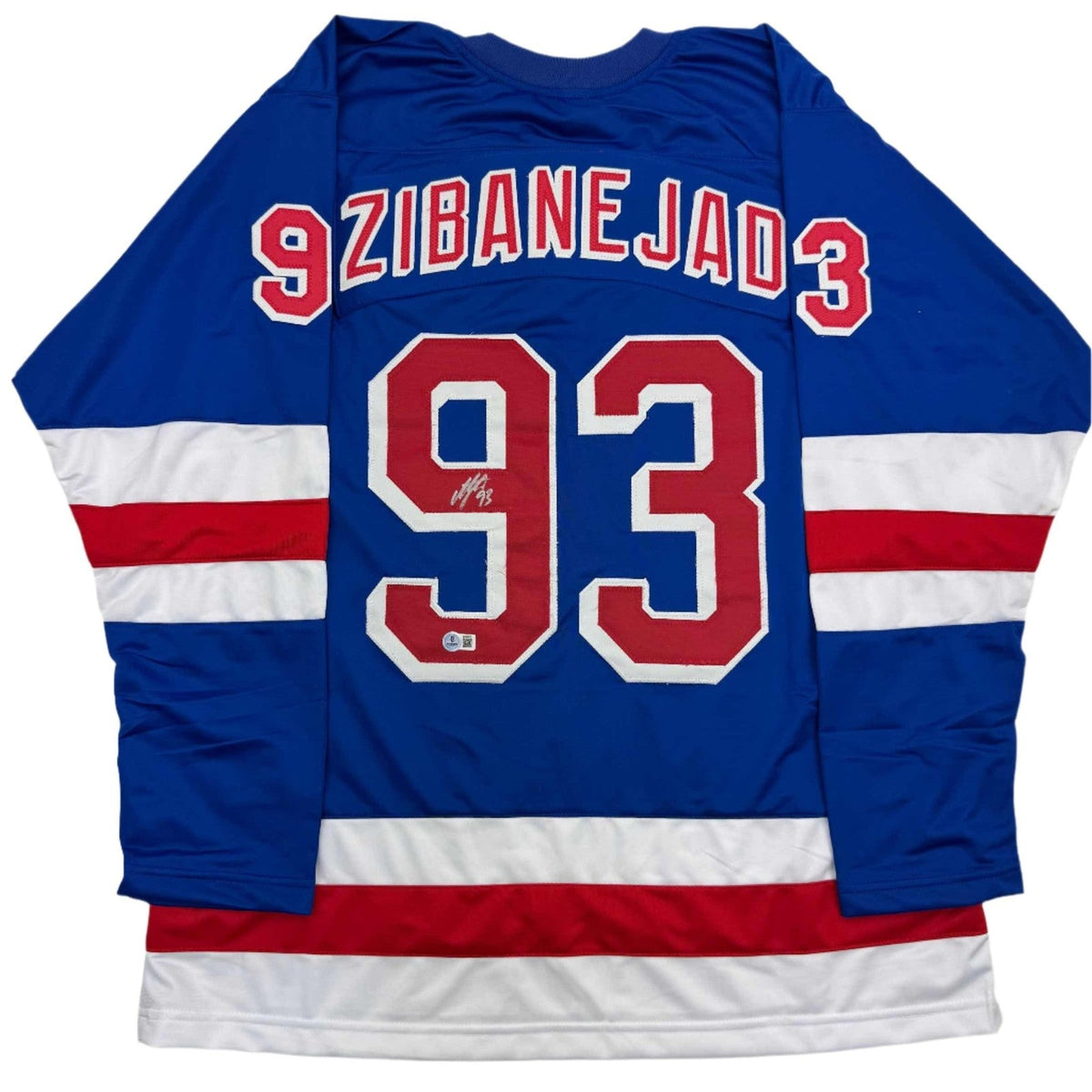 Autographed/Signed Mika Zibanejad New York Blue Jersey Beckett BAS COA product image 1, provided for visual reference and