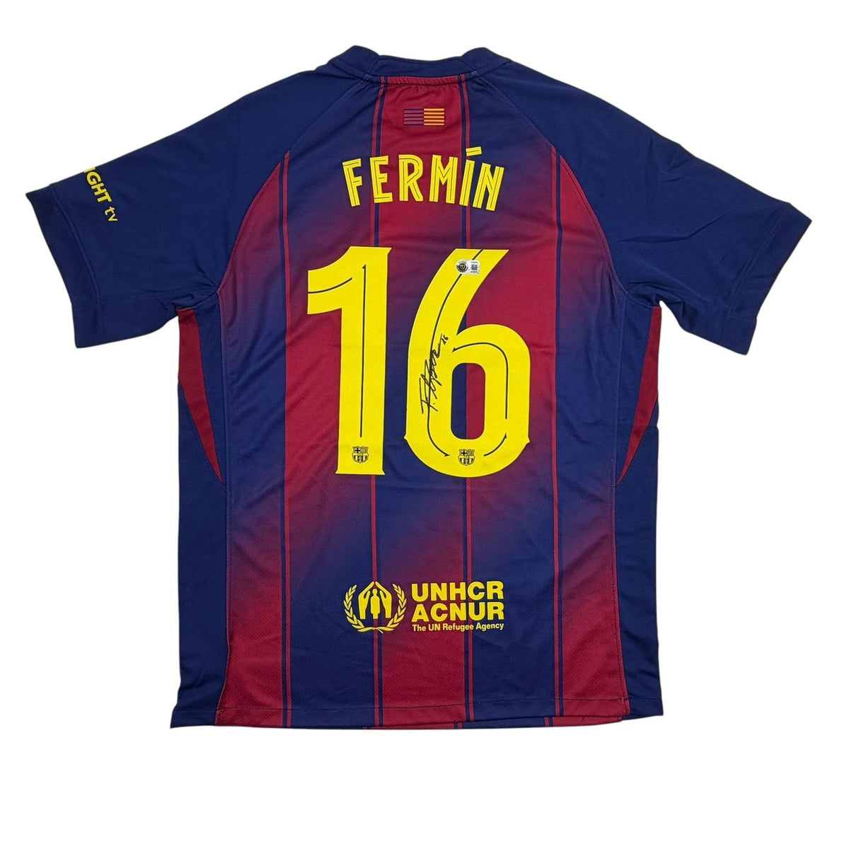 Autographed/Signed Fermin Lopez Barcelona Red/Blue Jersey Beckett BAS COA product image 1, provided for visual reference and