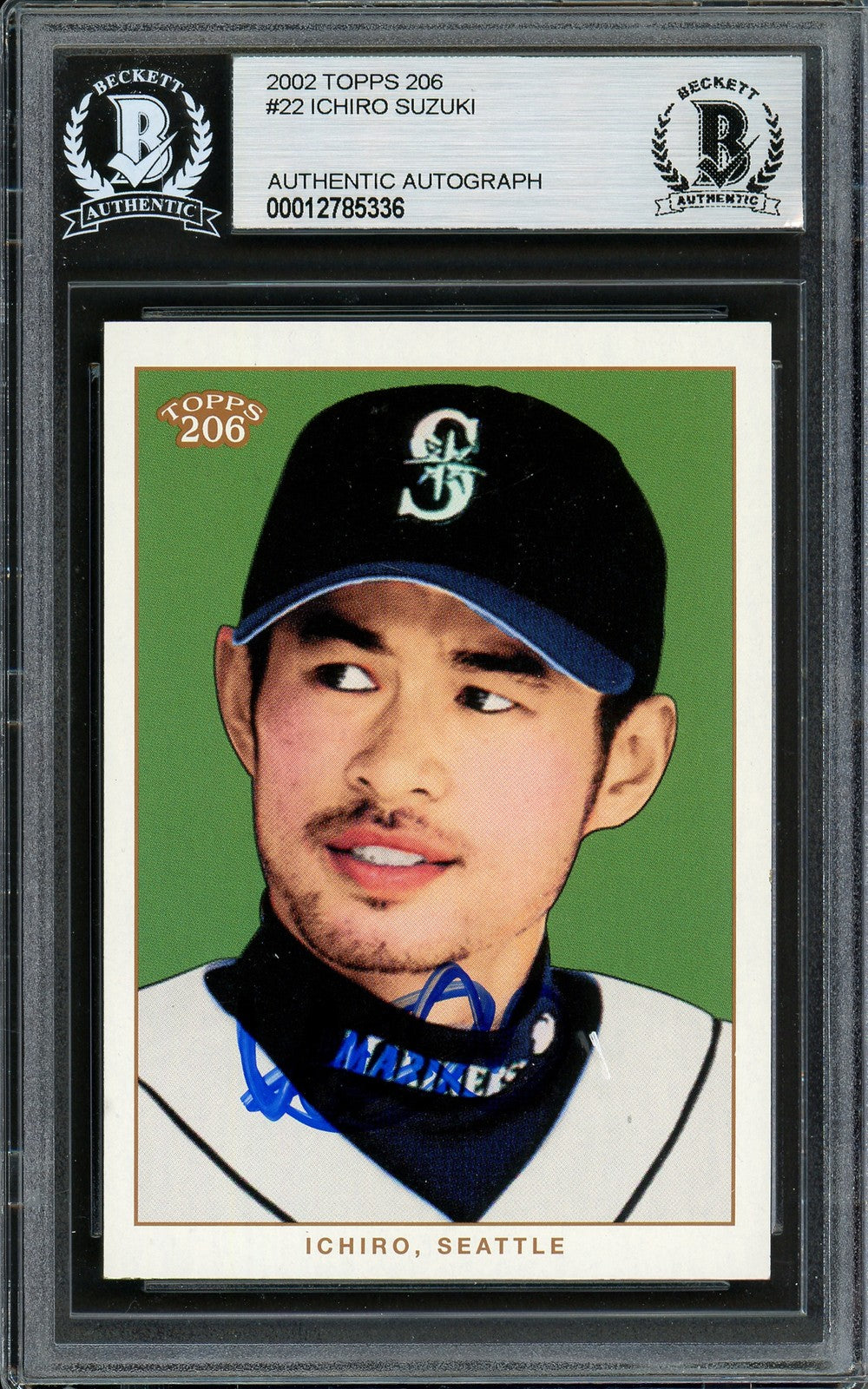 Ichiro Suzuki Signed 2002 Topps 206 Card #22 Seattle Mariners Beckett BAS product image 1, provided for visual reference and