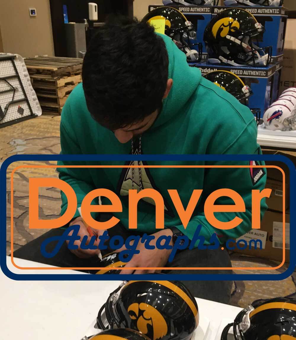 AJ Epenesa Autographed/Signed Iowa Hawkeyes Speed Mini Helmet BAS 30874 product image 2, provided for visual reference and