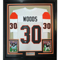 Framed Autographed/Signed Ickey Woods 35x39 Cincinnati White Jersey JSA COA product image 1, provided for visual reference