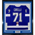 Framed Signed Anthony Cirelli 35x39 Tampa Bay Blue Jersey JSA COA product image 1, provided for visual reference and product