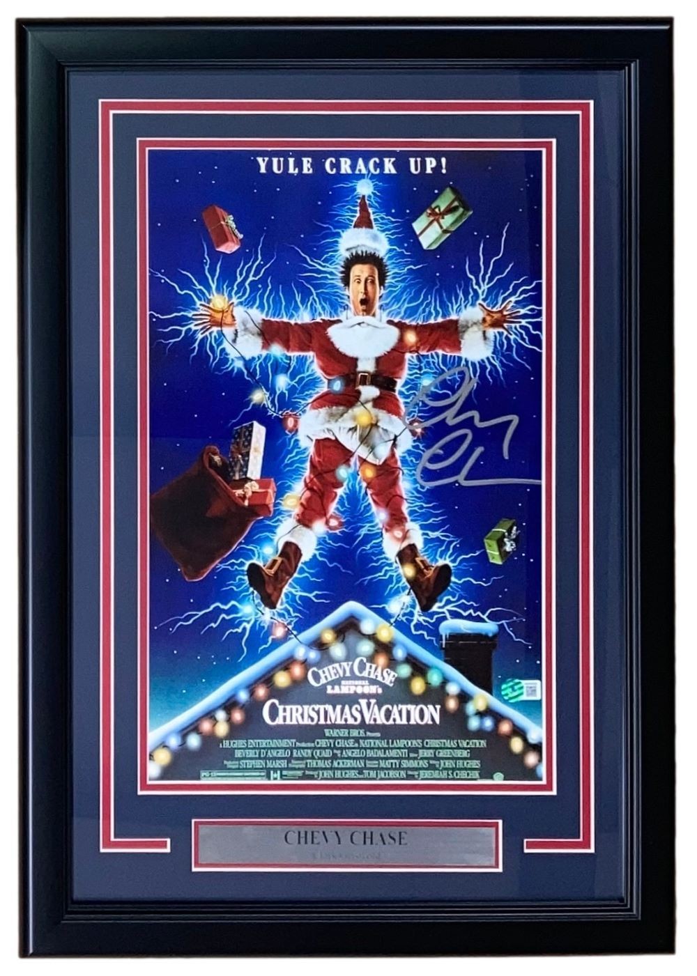 Chevy Chase Signed Framed 11x17 Lampoons Christmas Vacation Photo BAS product image 1, provided for visual reference and