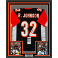 Framed Signed Rudi Johnson 35x39 Cincinnati Black Jersey JSA COA product image 1, provided for visual reference and product