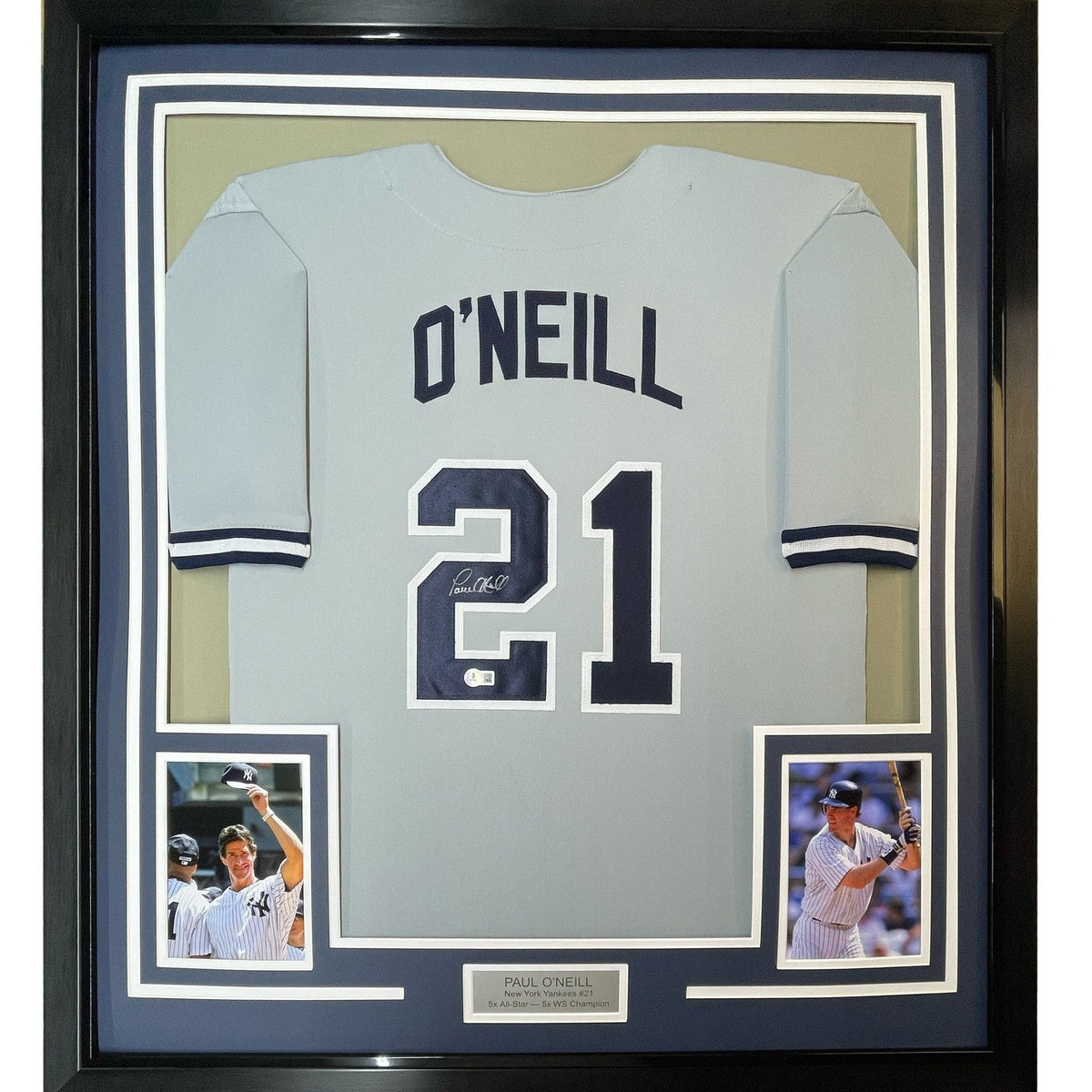 FRAMED Signed PAUL O'NEILL 35x39 New York Grey Jersey JSA COA Auto product image 1, provided for visual reference and